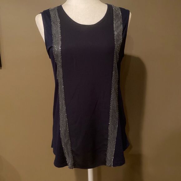 J Crew Navy Sleeveless Shirt Size Small - Picture 2 of 9